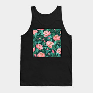 Green FLoral Print Tank Top